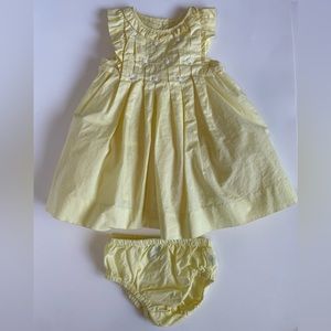 Janie and Jack Yellow Ruffle Dress Embroidered Daisies w/ Bloomers 12-18M Tulle